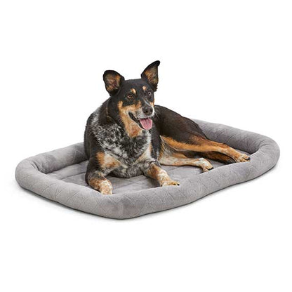 36-Inch Gray Diamond Stitch Rectangle Dog Bed Premium Plush
