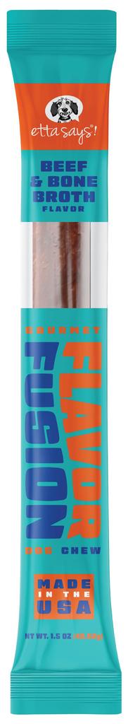 Close up view of Purrfect Pet Kingdom High-Quality Etta Says Fusion Chew Beef and Bone Broth Dog Treat (2oz) For Cats