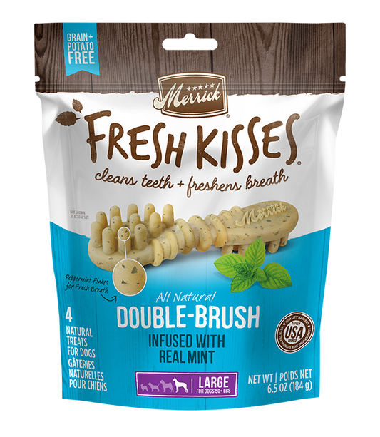 Merrick Fresh Kisses Mint Dental Treats For Large Dogs (11.5oz) (7Ct) - Dental Dog Treats - The Family Pet