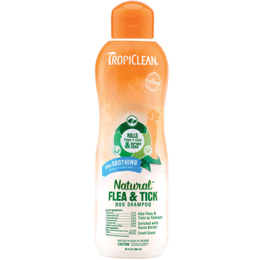 Tropiclean Flea Tick Dog Soothing Shampoo 20oz Natural 🧴
