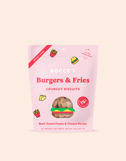 Bocce's Burgers and Fries Dog Biscuits: Natural Meat Treats