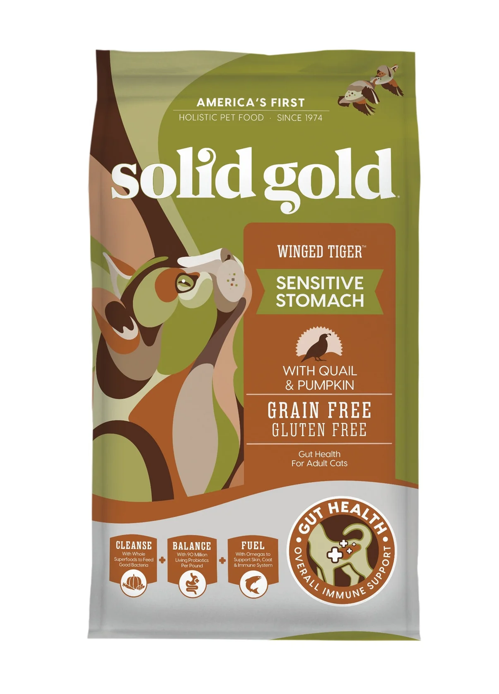Solid Gold Adult Grain Free Winged Tiger Quail and Pumpkin Cat Food (3lb)