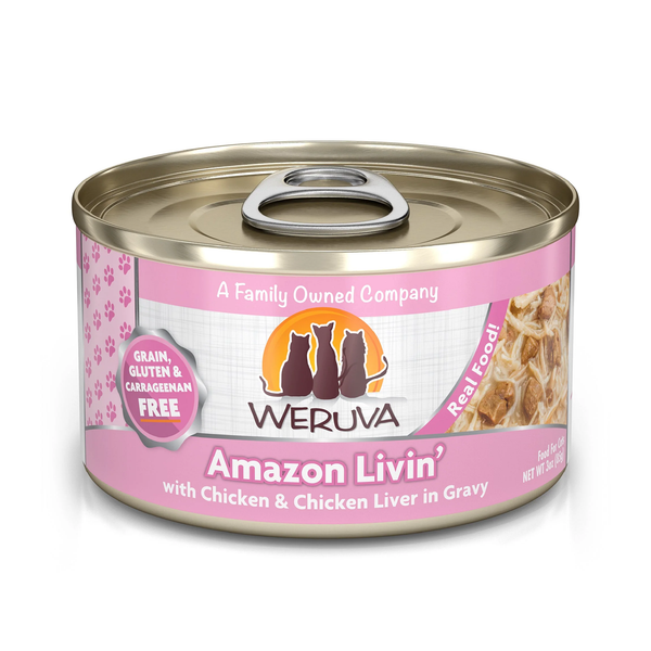 Weruva Adult Amazon Livin Chicken and Chicken Liver in Gravy Cat Food (3oz) - Weruva Wet Cat Food - The Family Pet