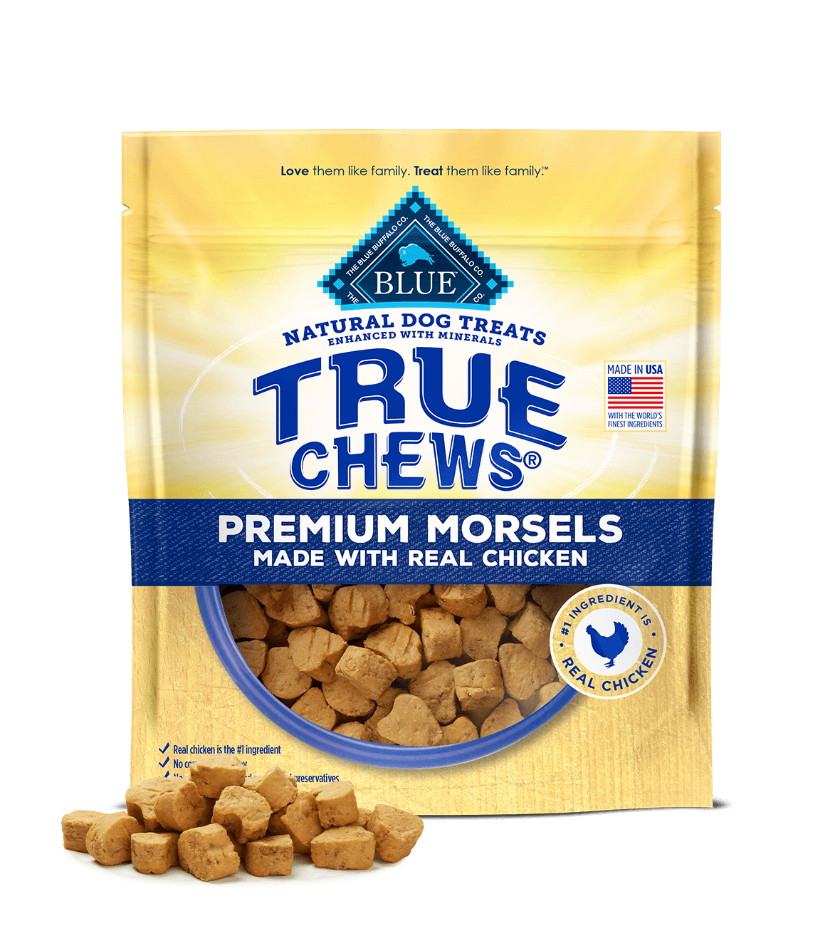 Blue Buffalo True Chews Morsels Chicken Dog Treats (11oz) - Soft Dog Treats - The Family Pet
