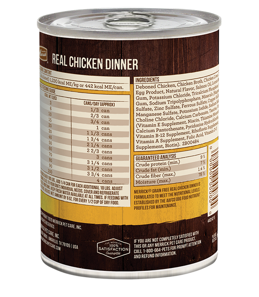 Merrick Grain Free Real Chicken Dinner Wet Dog Food (12.7oz) - Wet Dog Food - The Family Pet