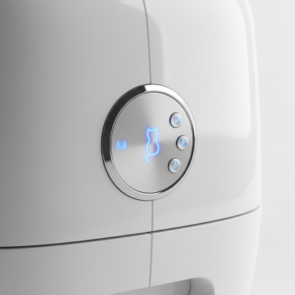 Smart WiFi Self-Cleaning Litter Box control panel close-up at Purrfect Pet Kingdom