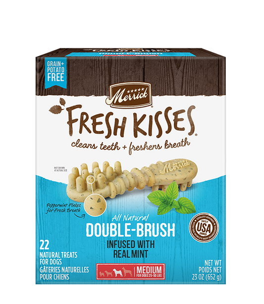 Merrick Fresh Kisses Mint Dental Treats For Medium Dogs (23oz) (22Ct) - Merrick Dog Treats - The Family Pet