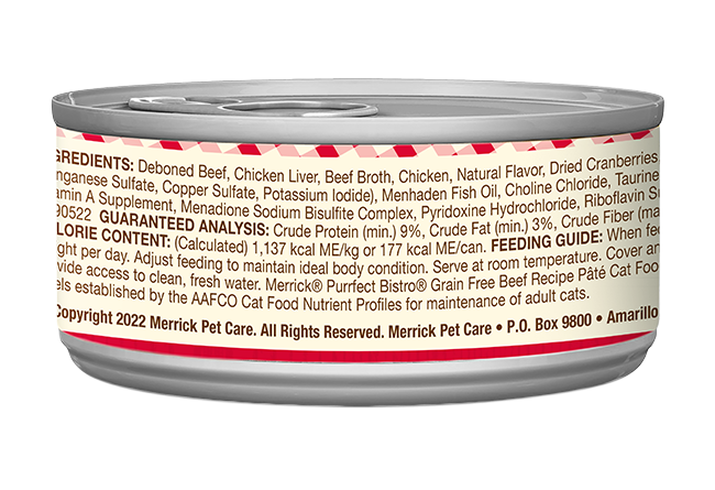 Merrick Purrfect Bistro Grain Free Adult Beef Pate Cat Food - Merrick Wet Cat Food - The Family Pet