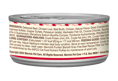 Merrick Purrfect Bistro Grain Free Adult Beef Pate Cat Food - Merrick Wet Cat Food - The Family Pet