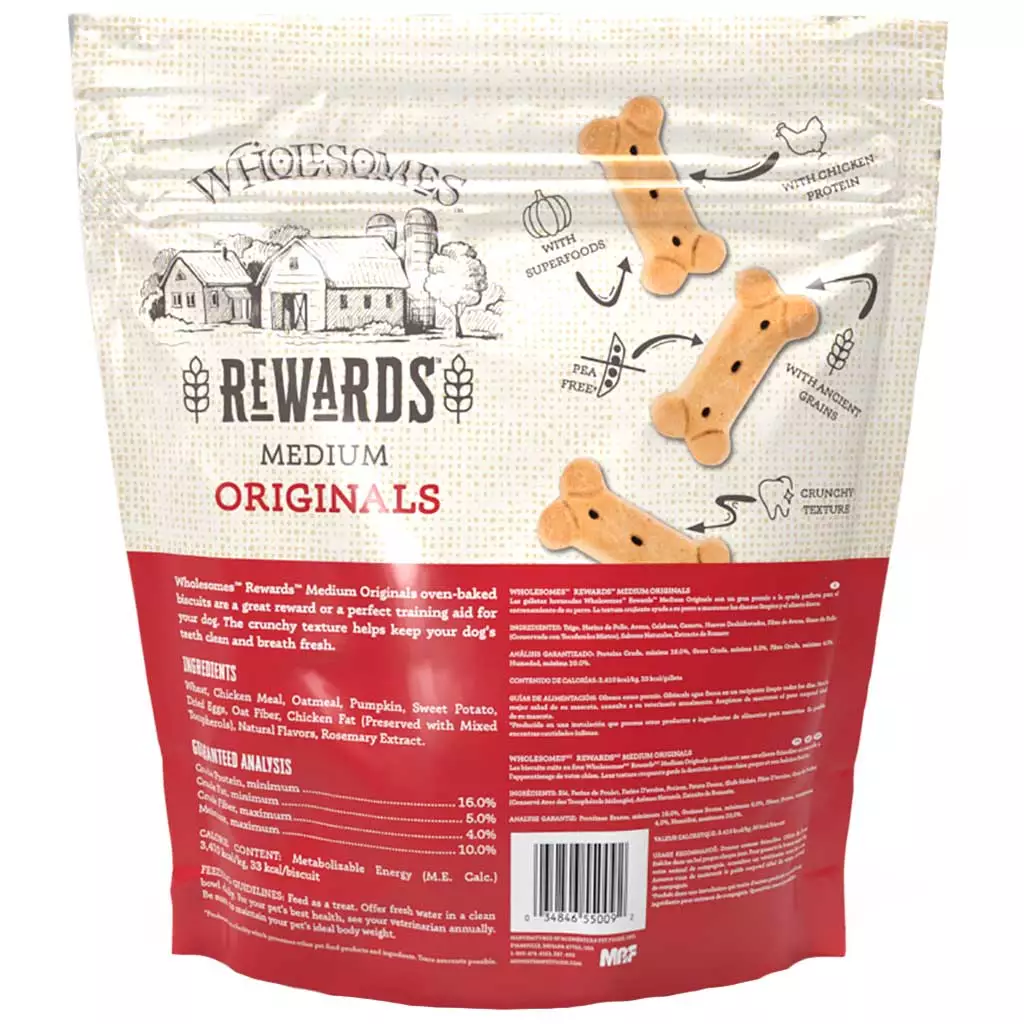 Wholesomes Adult Original Medium Dog Treats 3lb 🦴