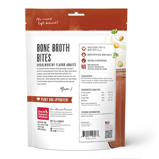 Honest Kitchen Bone Broth Bites Beef and Sweet Potato Dog Treats (8oz) - Crunchy Dog Treats - The Family Pet