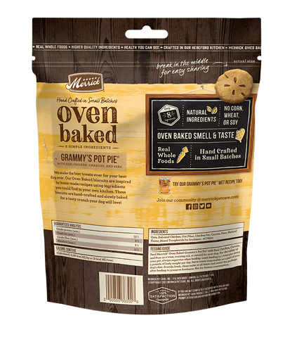 Merrick Oven Baked Chicken Grammy Pot Pie Dog treats (11oz) - Crunchy Dog Treats - The Family Pet