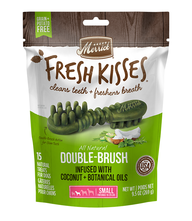 Merrick Fresh Kisses Coconut Dental Treats For Small Dogs (9.5oz) (15Ct) - Dental Dog Treats - The Family Pet