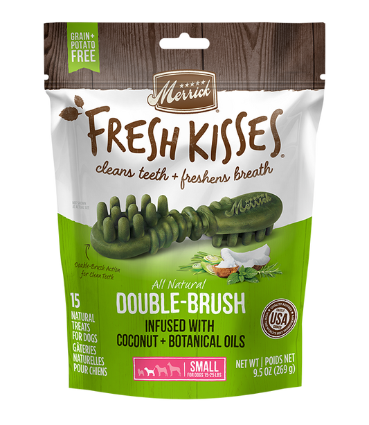 Merrick Fresh Kisses Coconut Dental Treats For Small Dogs (9.5oz) (15Ct) - Dental Dog Treats - The Family Pet
