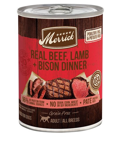 Merrick Grain Free Real Beef, Lamb and Bison Wet Dog Food