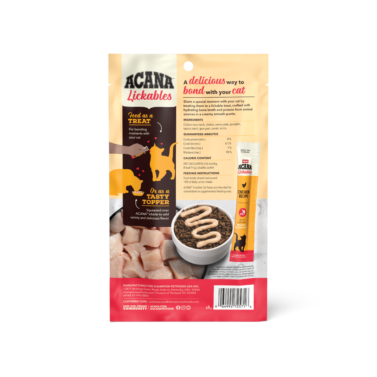 Acana Lickables Chicken Cat Treats (2.5oz) - Lickable Cat Treats - The Family Pet