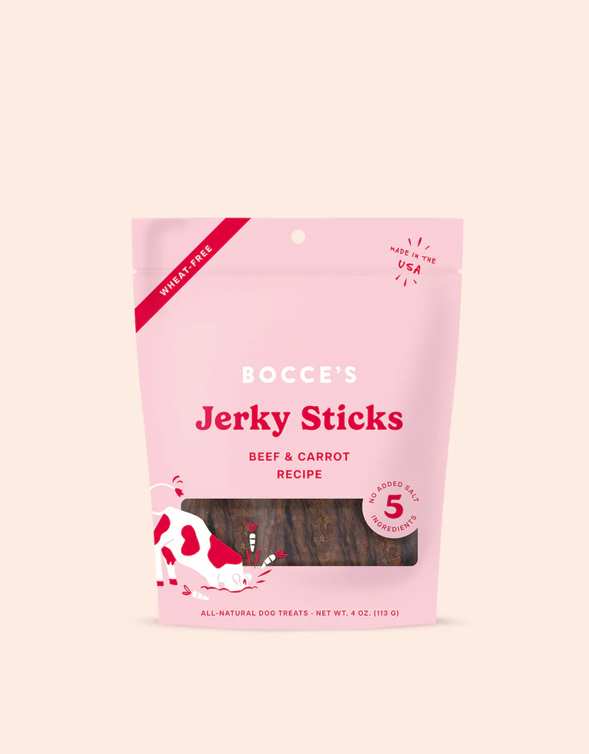 Bocce's Beef and Carrot Grazers Dog Jerky Stick (4oz) - Jerky Stick Treat - The Family Pet