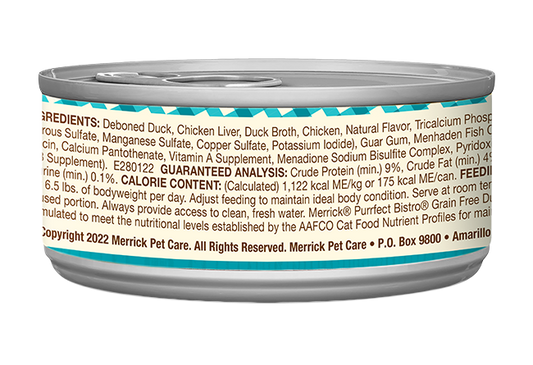 Merrick Purrfect Bistro Grain Free Adult Duck Pate Cat Food (3oz) - Merrick Wet Cat Food - The Family Pet