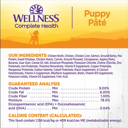 Puppy Food Wet Chicken Salmon 12.5oz Wellness 🐶