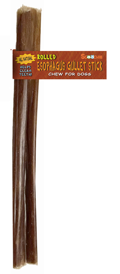 Dog chew stick with packaging on a white background