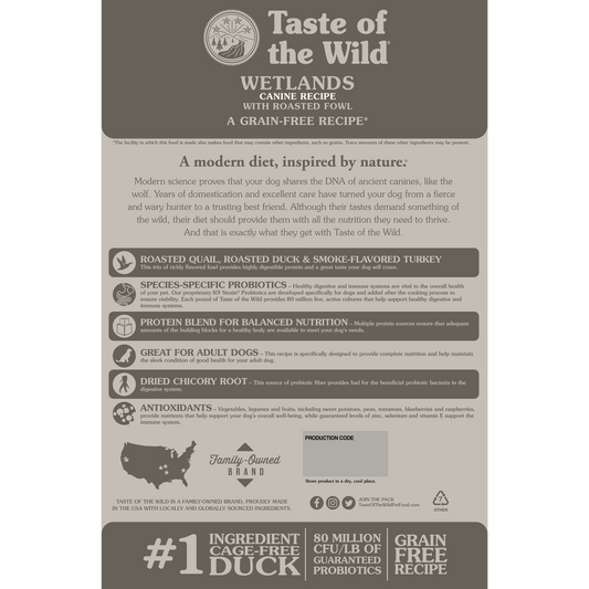Taste of the Wild Adult Wetland Fowl Canine Food - Dry Dog Food - The Family Pet