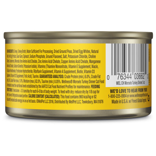 Wet Cat Food Turkey Dinner Morsels 5.5 Oz Wellness ✅