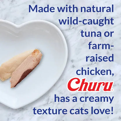 Inaba Churu Tuna and Chicken Recipe Lickable Cat Treat Puree by Purrfect Pet Kingdom®, 3.99 oz, perfect for your family cat.