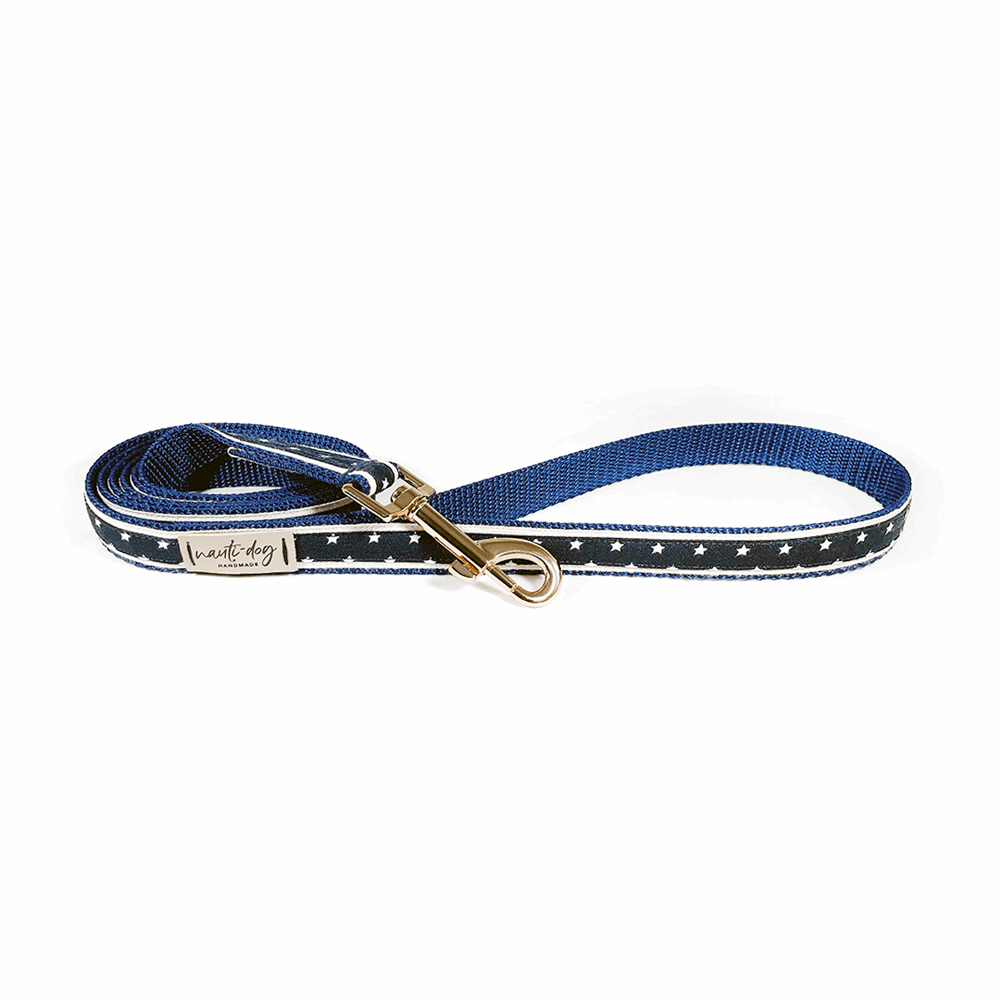 Nauti-dog Handmade Premium Dog Leash in Blue with Stars for Independence Day dog accessories