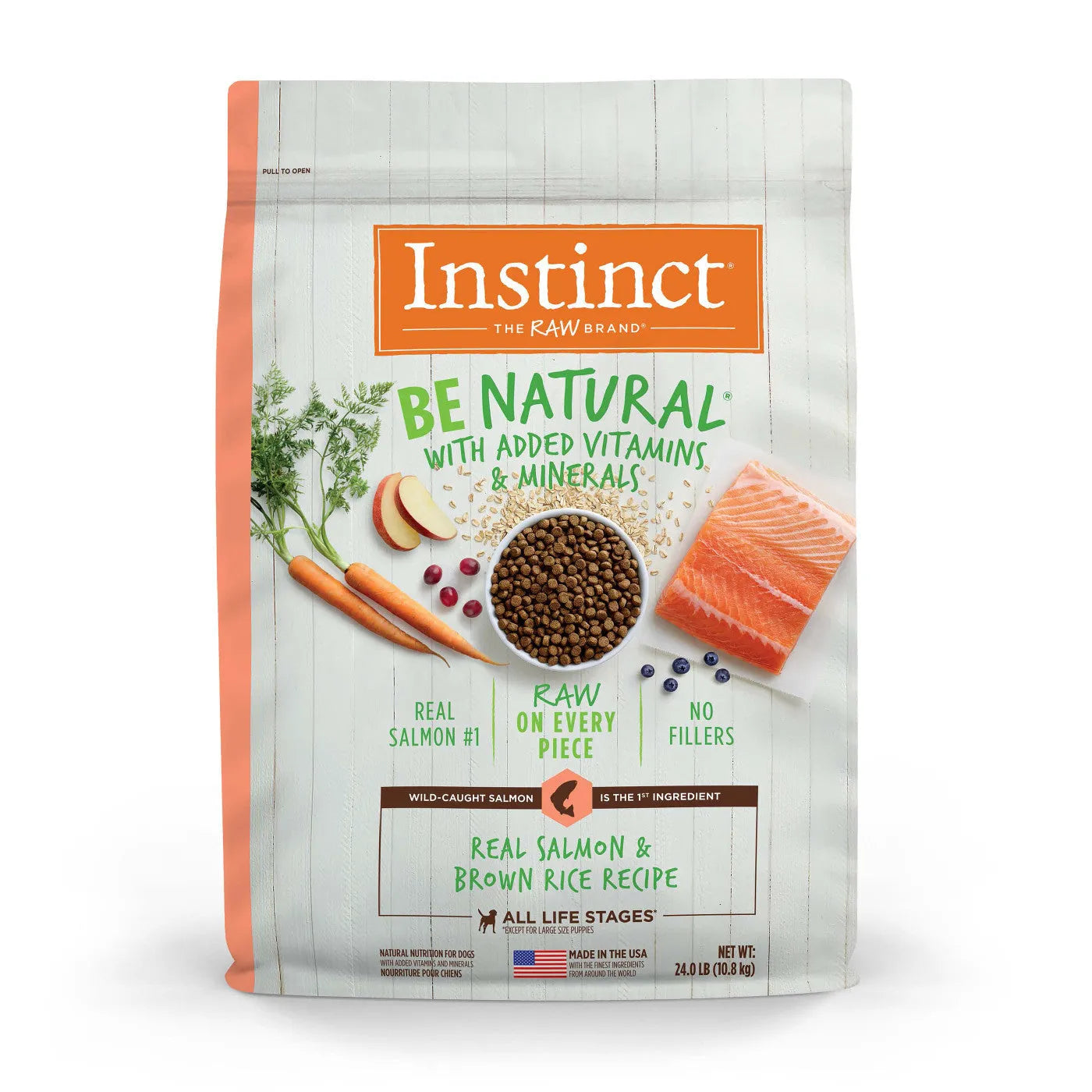 Instinct Adult Be Natural Salmon and Brown Rice Dry Dog Food 24lb by Purrfect Pet Kingdom, nutritious dry food for dogs.