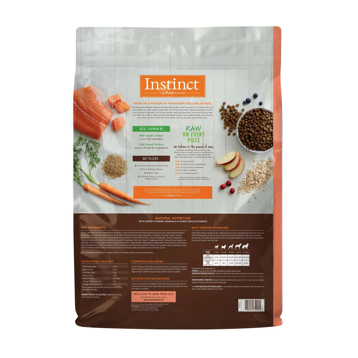 Instinct Adult Be Natural Salmon and Brown Rice Dry Dog Food 24lb by Purrfect Pet Kingdom, featuring a vibrant packaging d...
