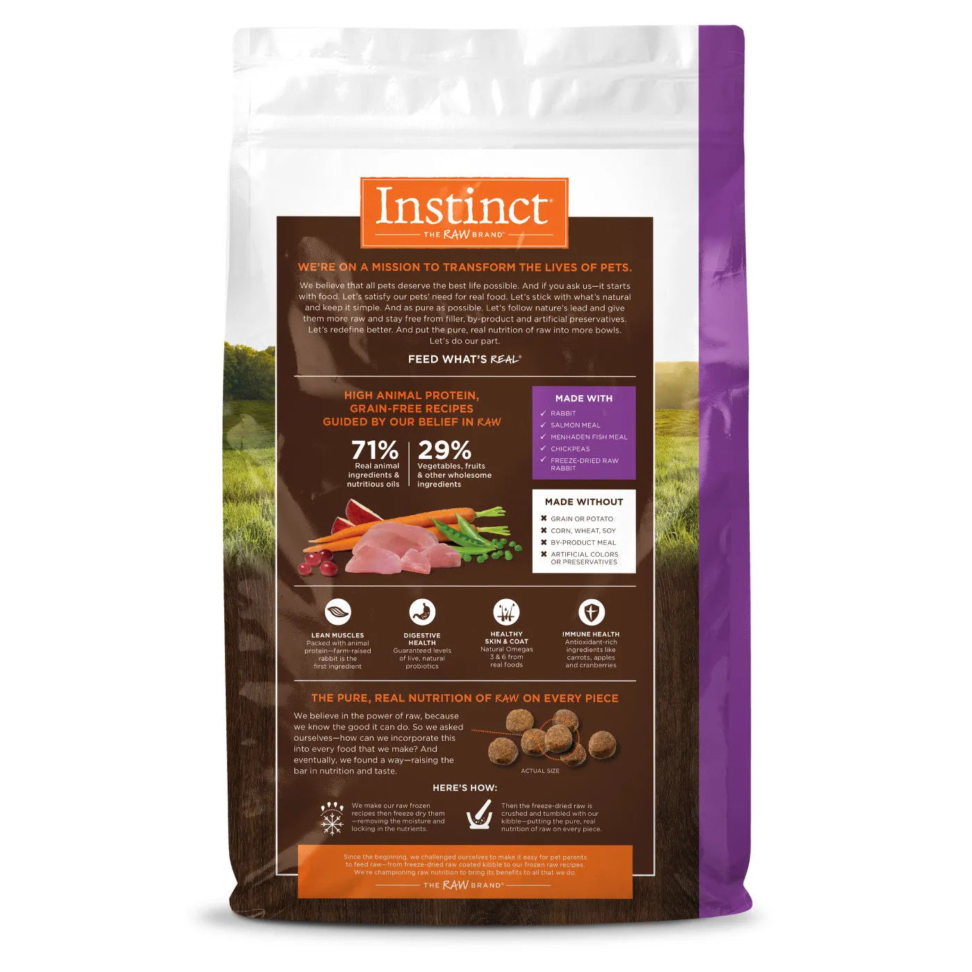 Instinct Adult Grain Free Original Rabbit Dry Dog Food (20lb) by Purrfect Pet Kingdom, premium dog food in a vibrant bag.