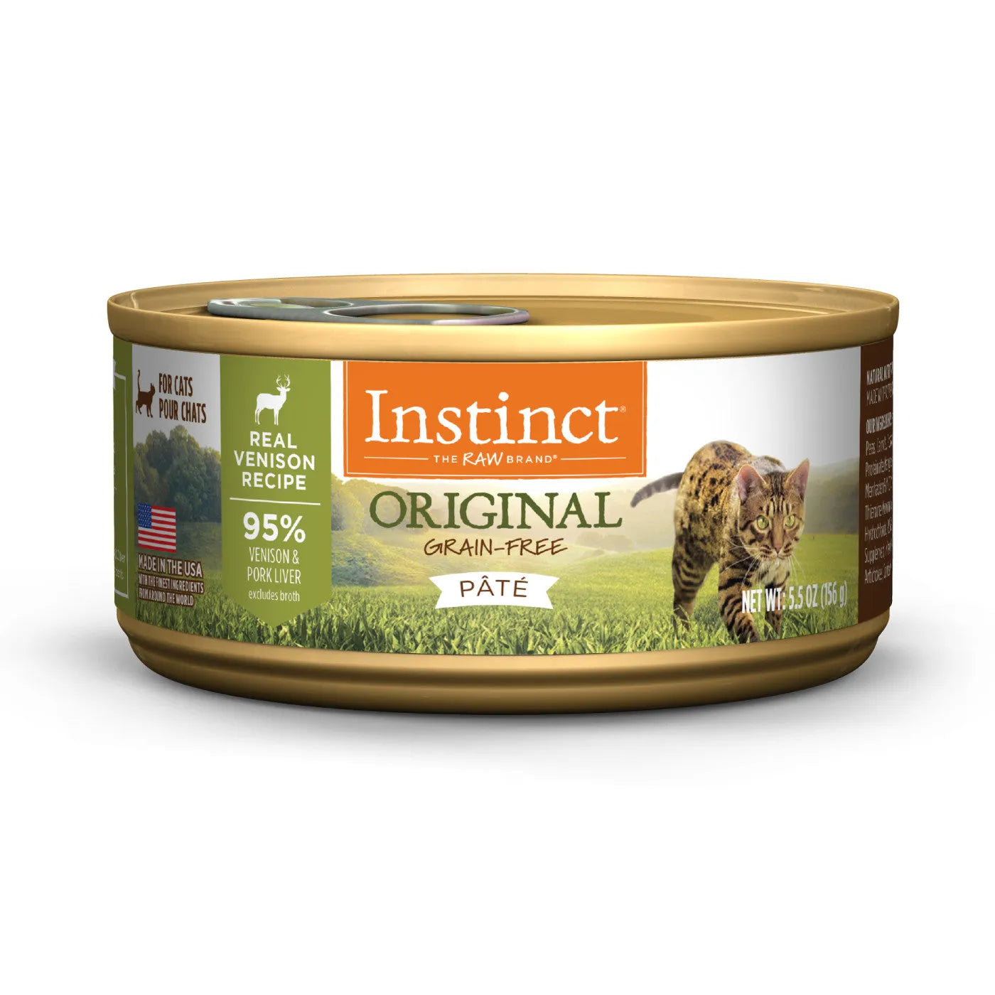 Instinct Original Adult Venison Wet Cat Food by Purrfect Pet Kingdom, 5.5oz can, featuring a savory venison flavor for cats.
