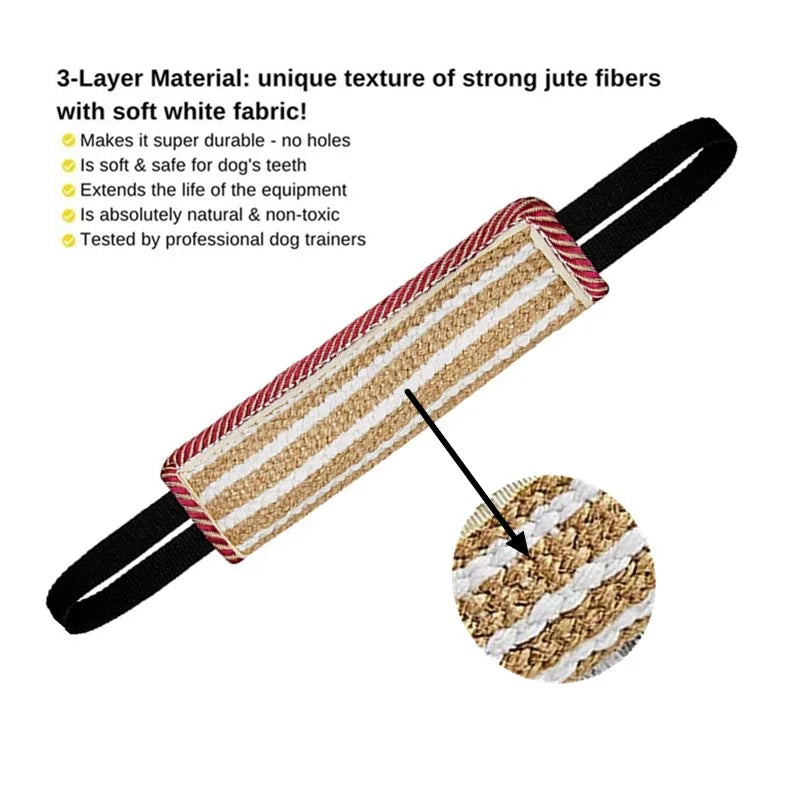 Tail Chasers interactive dog training pillow made of durable jute fibers, designed for effective play and training.