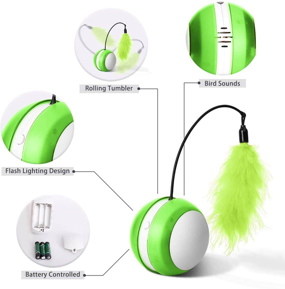 Purrfect Pet Kingdom Interactive LED Cat Toy with Feather Purrfect Pet Kingdom