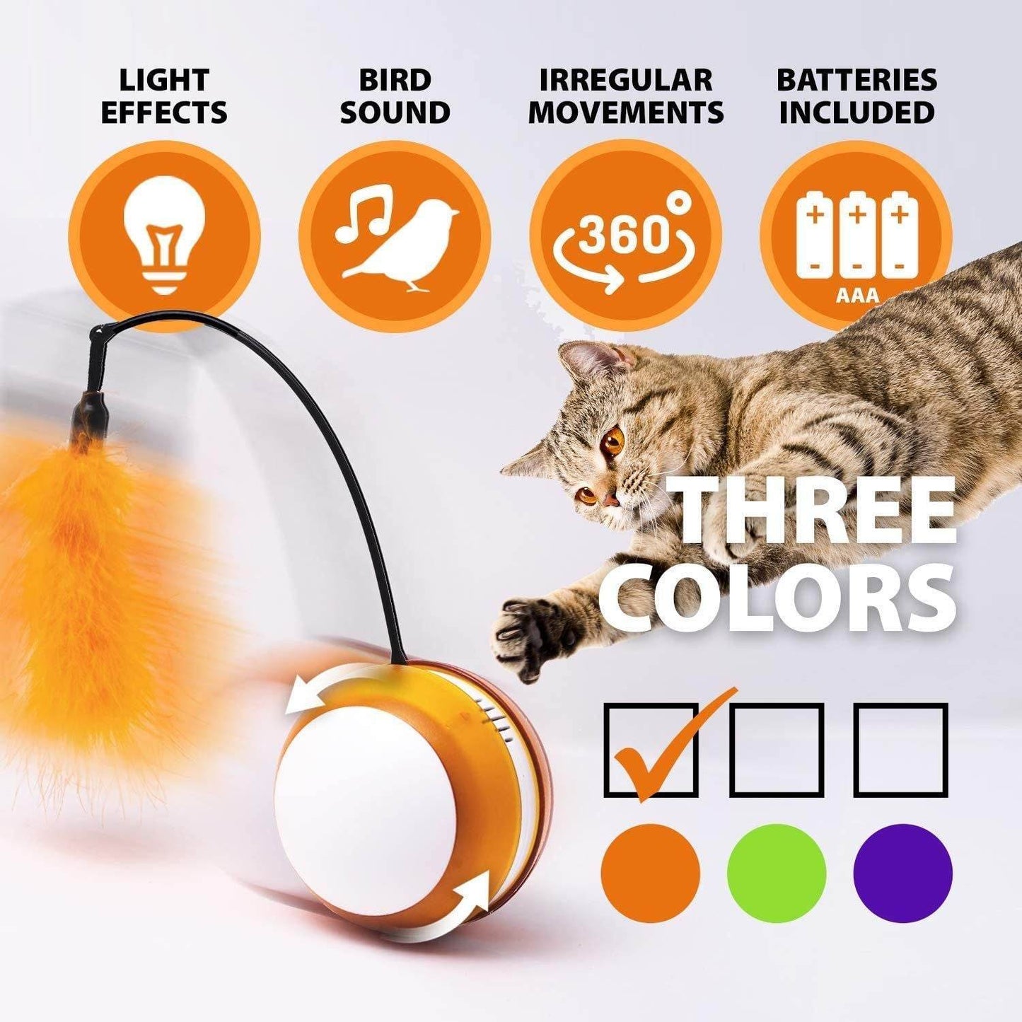Purrfect Pet Kingdom Interactive LED Cat Toy with Feather Purrfect Pet Kingdom