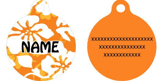 Island Floral Orange HD Dog ID Tag