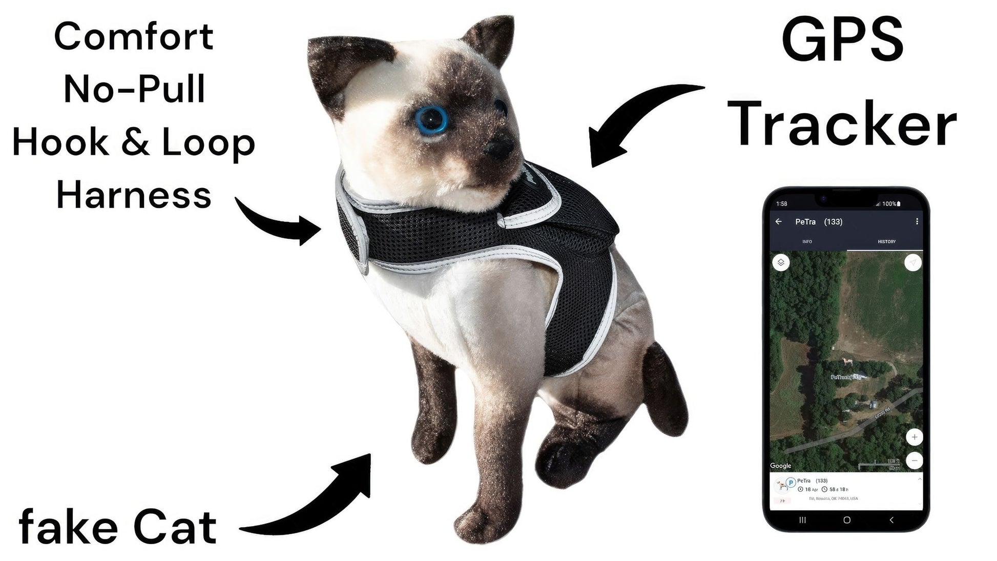 Purrfect Pet Kingdom Large Size Pet GPS Collar with Mesh Harness Purrfect Pet Kingdom
