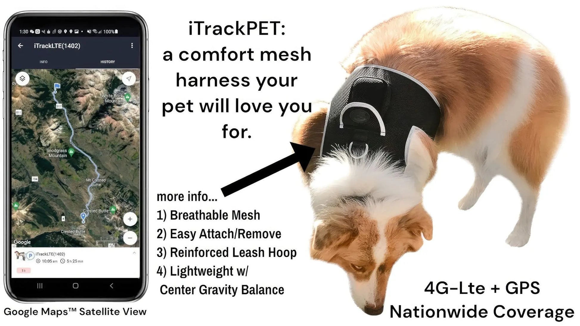 Purrfect Pet Kingdom Pet GPS Tracking Harness with iTrackPET Purrfect Pet Kingdom