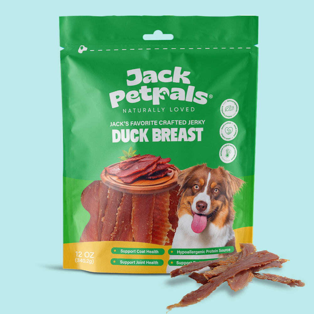 Jack PetPals dog jerky 12oz Duck Breast Treats for dogs, supports coat and joint health