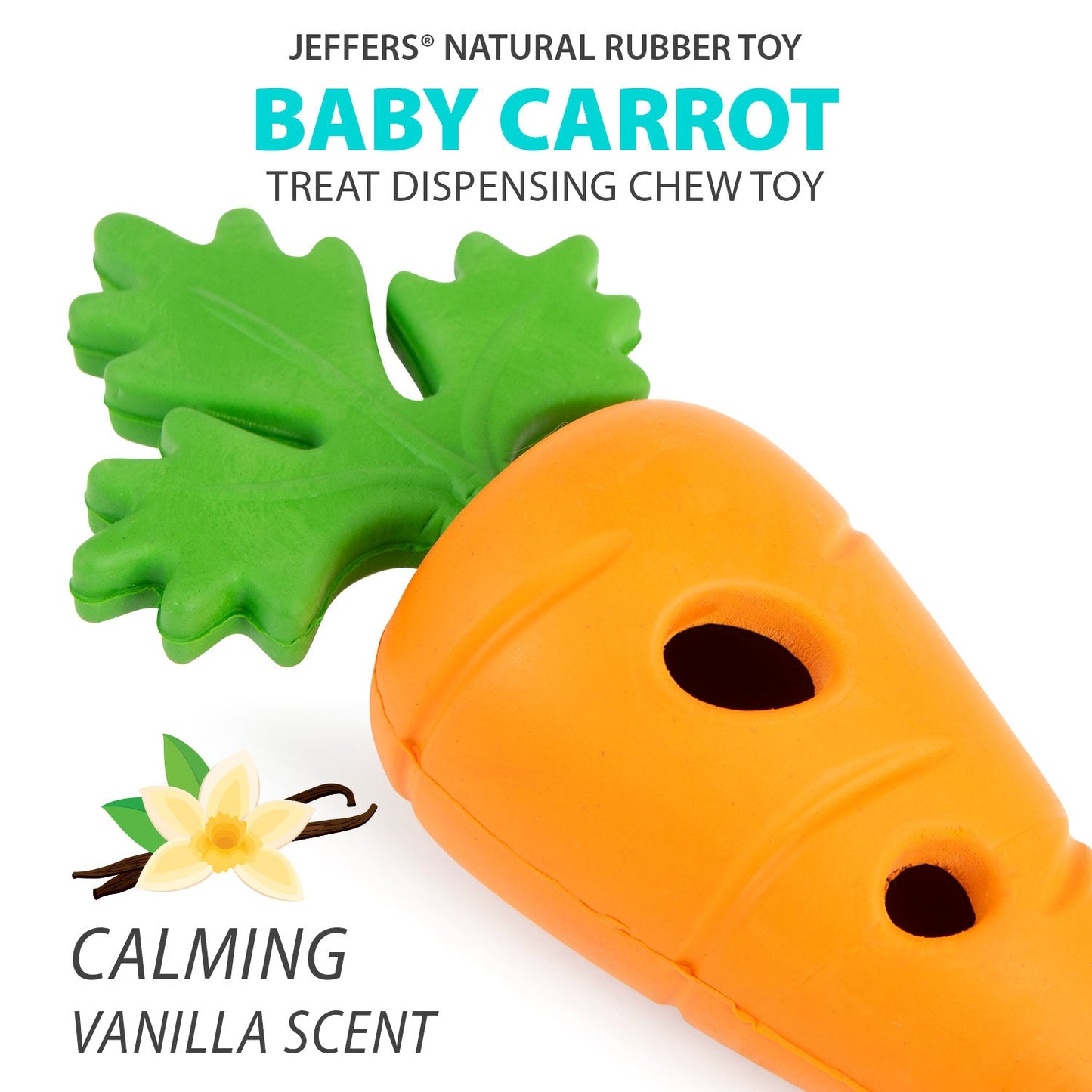Jeffers Baby Carrot Natural Rubber Treat Dispensing Dog Dental