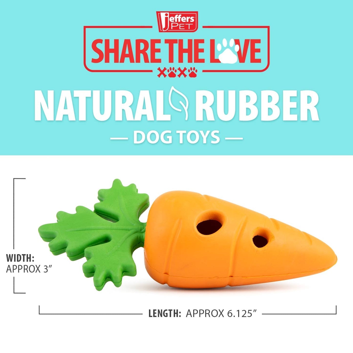Jeffers Baby Carrot Natural Rubber Treat Dispensing Dog Dental