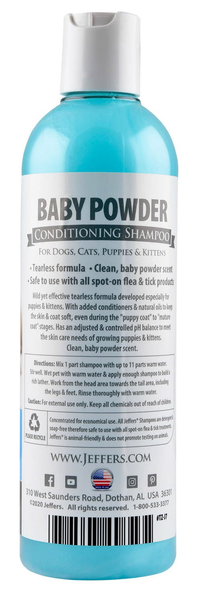 Jeffers Pet Baby Powder Tearless Conditioning Shampoo for