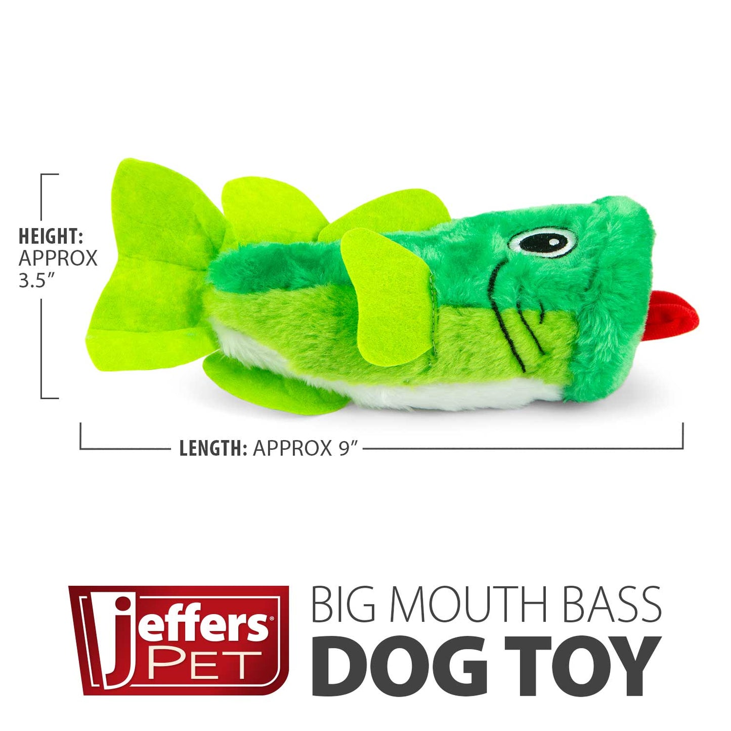 Jeffers Big Mouth Bass Plush Squeaker toy | Purrfect Pet