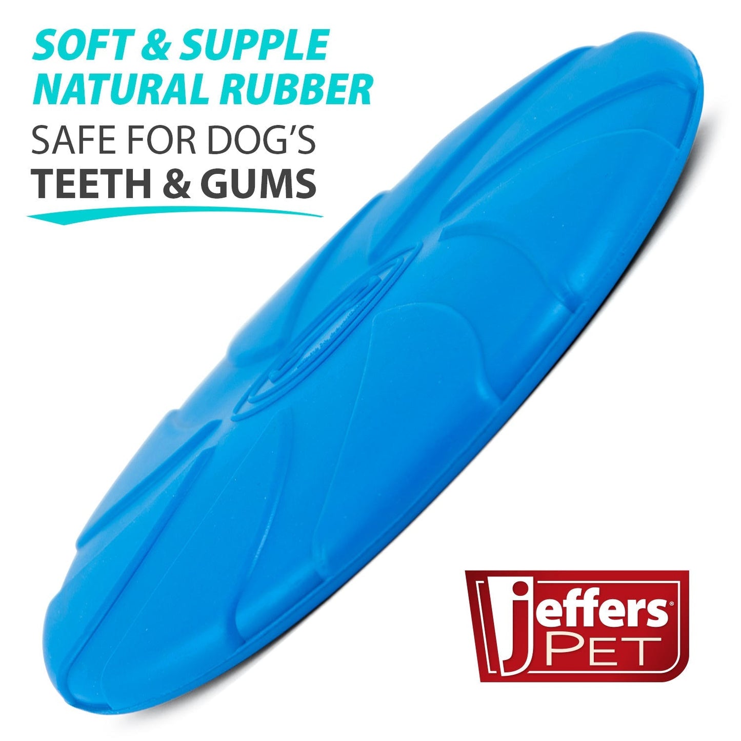 Jeffers Blue Bone Stamped Frisbee Natural Rubber 8 Inch Dog