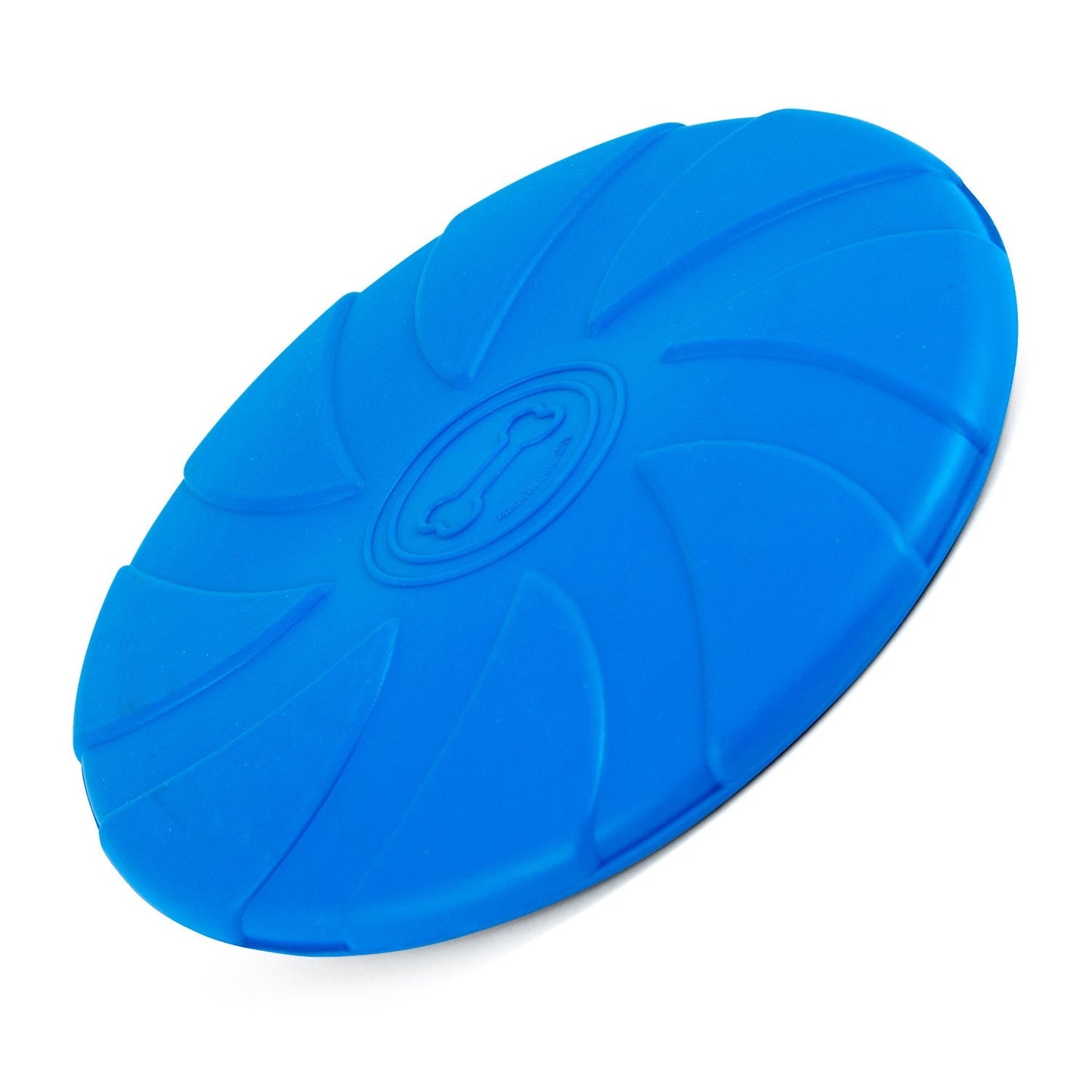 Jeffers Blue Bone Stamped Frisbee Natural Rubber 8 Inch Dog