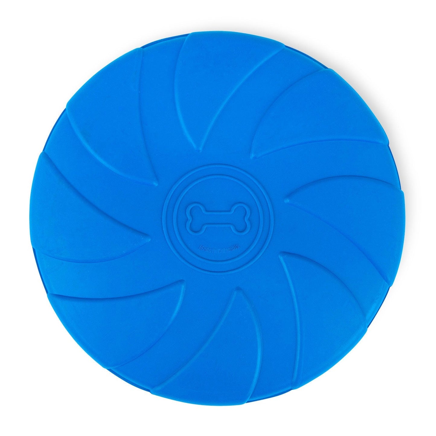 Jeffers Blue Bone Stamped Frisbee Natural Rubber 8 Inch Dog