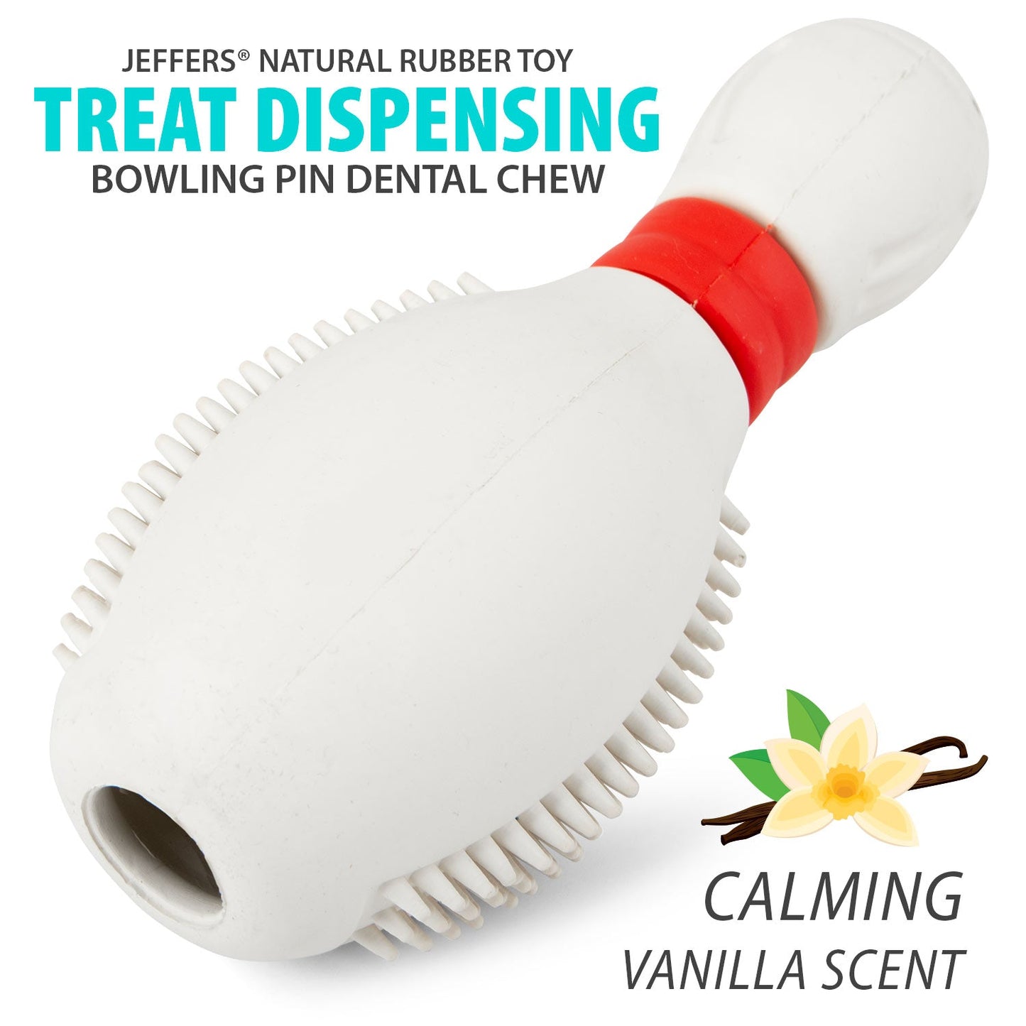 Purrfect Pet Kingdom Jeffers Bowling Pin Natural Rubber Treat Dispensing Dental C (Multi, Medium, 2) - Premium Dog Supplies > Dog Toys