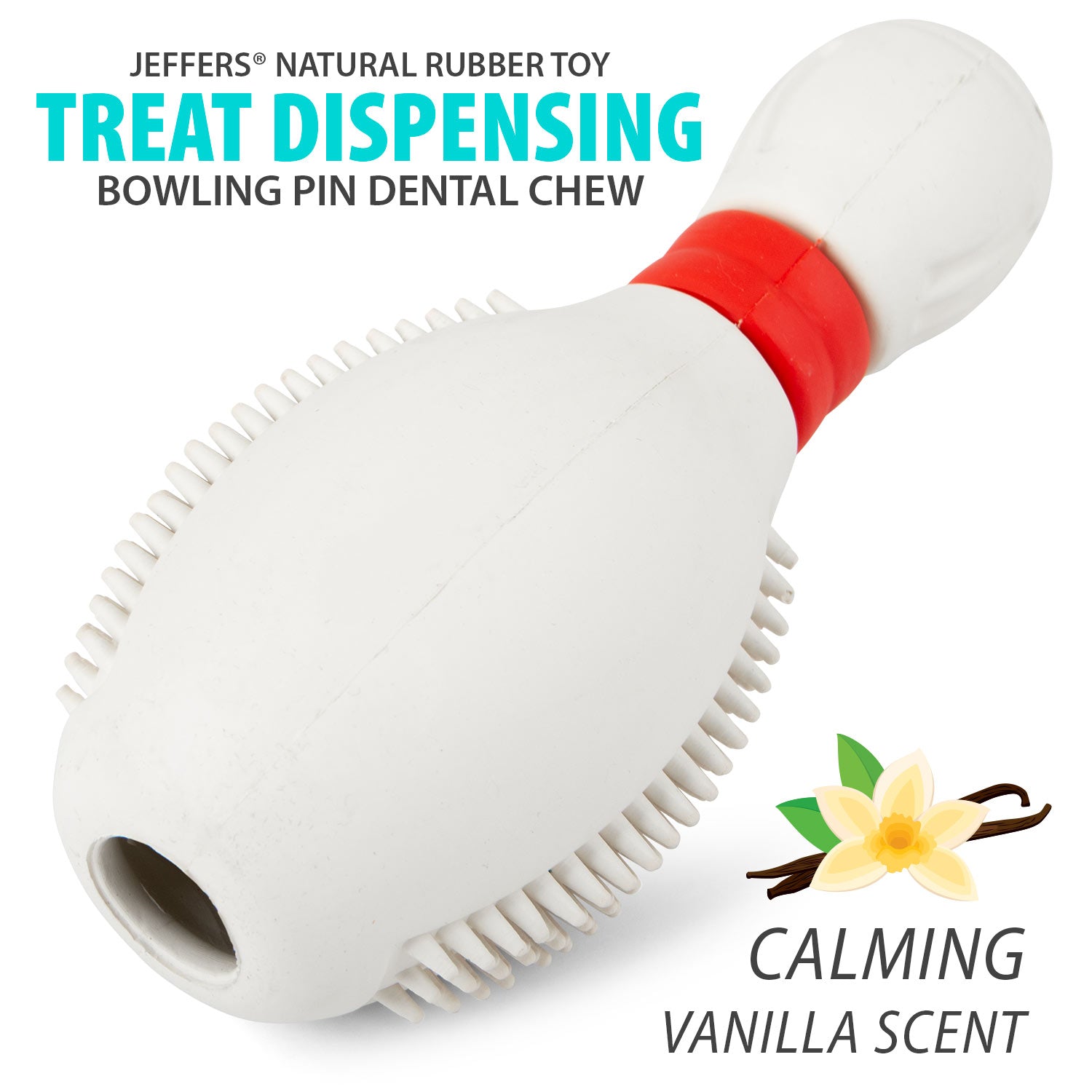 Purrfect Pet Kingdom Jeffers Bowling Pin Natural Rubber Treat Dispensing Dental C (Multi, Medium, 2) - Premium Dog Supplies > Dog Toys