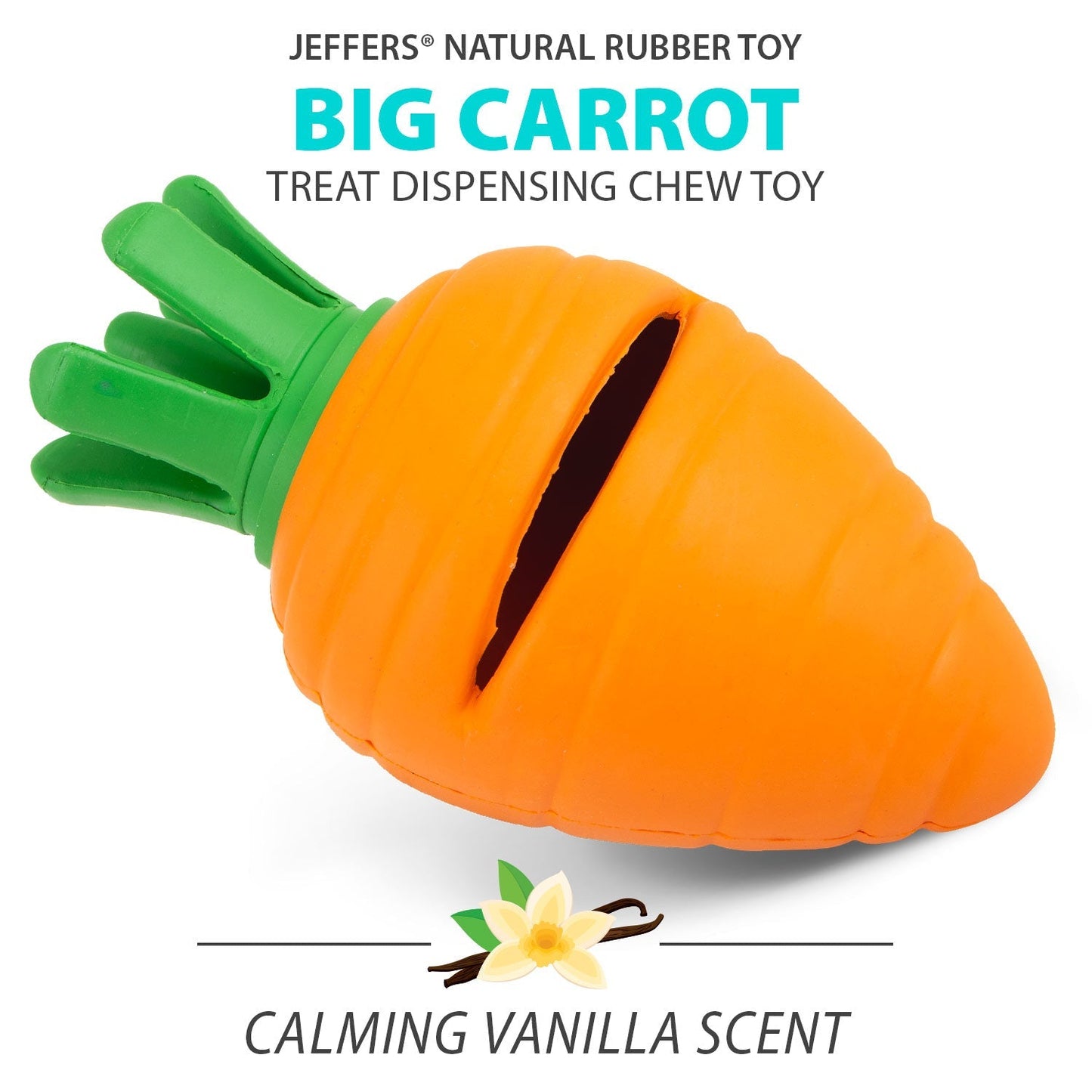Jeffers Carrot Natural Rubber Treat Dispensing Dental Dog Ch