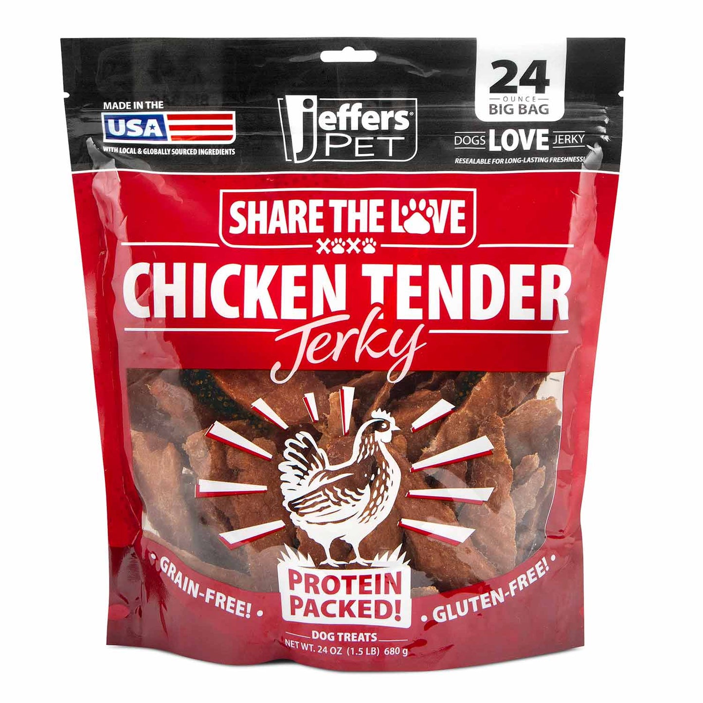 Premium Grain-Free Chicken Jerky Treats for Active Dogs 24oz